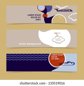 Set of horizontal banners, headers. Editable design template. EPS10 vector