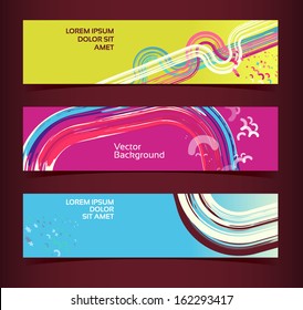 Set of horizontal banners, headers. Editable design template. EPS10 vector, transparencies used.