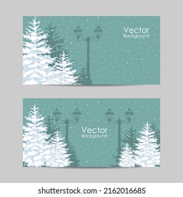 Set of horizontal banners. Outside park landscape