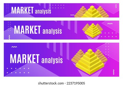 Set of horizontal banners in popular sizes for market analysis for printing and design. Vector illustrator