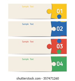 Set of horizontal banners with puzzle pieces