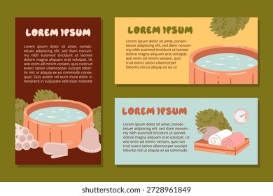 Set mit horizontalen Bannern für einen Wellnessbereich oder ein Wellnesscenter. Nutzen Sie diese Layouts, um Ihre Dienstleistungen zu präsentieren und neue Erholungssuchende anzulocken.