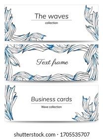 Conjunto de banners horizontales para texto con un patrón azul. Ilustración vectorial para diseño de afiches y publicidad.