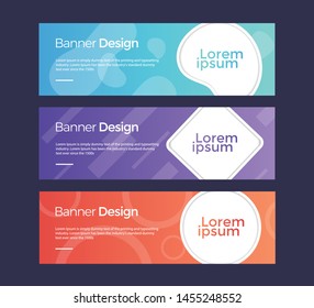 Set of horizontal banners Universal template for a web site with text, buttons and transparent elements.