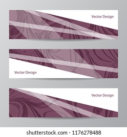 Set of horizontal banners. Vector stripe deformation background.