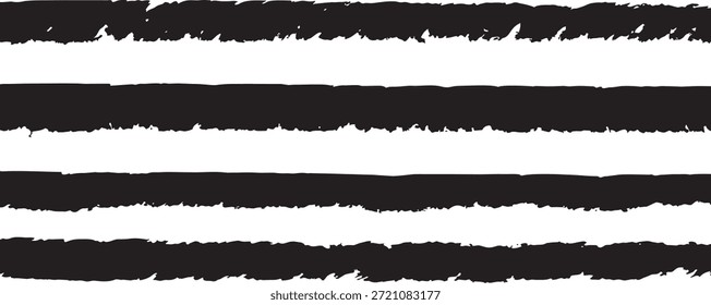Conjunto de líneas de trazo de pincel dibujadas a mano negras Horizontales con bordes ásperos