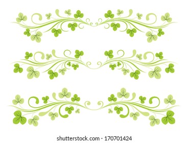 Set of horizontal borders with clover leaves