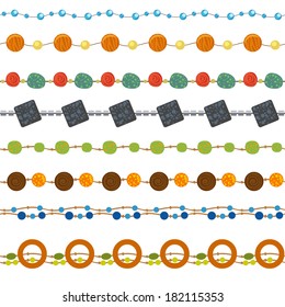 Set of horizontal borders with colorful beads