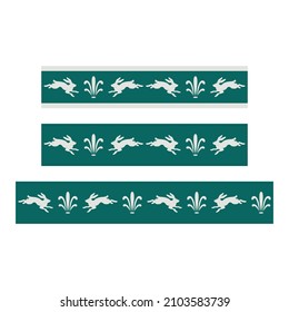 A set of horizontal borders with hares. Vector seamless borders for wallpaper, tape, ribbons and other designs.