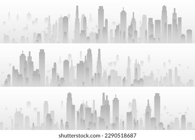 Establezca el diseño de concepto de construcción horizontal con rascacielos para la ilustración de la ciudad. Concepto gráfico para su diseño.
