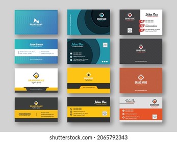 Set Of Horizontal Business Card Design In Different Color.