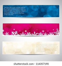 Set of horizontal Christmas banners.Vector