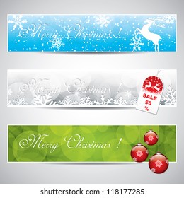 Set of horizontal Christmas banners.Vector