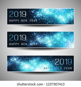 Set of Horizontal Christmas, New Year Headers or Banners Design - 2019
