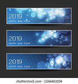 Juego de Navidad Horizontal, Cabeceras de Año Nuevo o Diseño de Banners - 2019