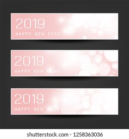 Set of Horizontal Christmas, New Year Headers or Banners - 2019