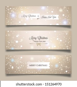 Set of horizontal Christmas, New Year banners