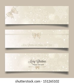 Set of horizontal Christmas, New Year banners