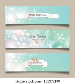 Set of horizontal Christmas, New Year banners