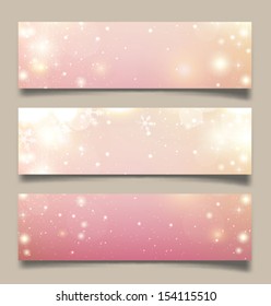 Set of horizontal Christmas, New Year banners. Vector illustration