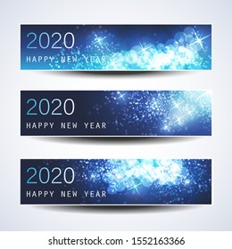 Set of Horizontal Christmas, New Year Headers or Banners Design - 2020