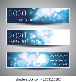 Set of Horizontal Christmas, New Year Headers or Banners Design - 2020