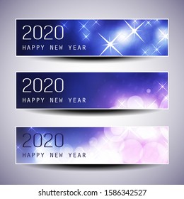 Set of Horizontal Christmas, New Year Headers or Banners Design - 2020