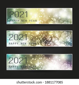 Set of Horizontal Christmas, New Year Headers or Banners - 2021