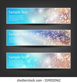 Set of Horizontal Christmas, New Year or Other Holidays Banner / Cover Background Designs - Colors: Brown, Blue, Orange