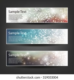 Set of Horizontal Christmas, New Year or Other Holidays Banner / Cover Background Designs - Colors: Brown, Blue, Orange