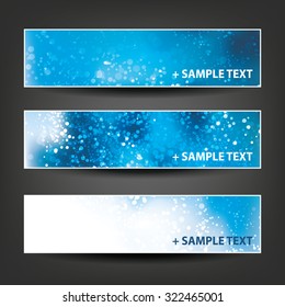Set mit horizontalem Weihnachts-, Neujahr- oder sonstigen Feiertagsbanner / Titelhintergrunddesigns mit glänzendem Muster