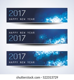 Set of Horizontal Christmas, New Year Banners - 2017