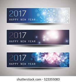 Set of Horizontal Christmas, New Year Banners - 2017