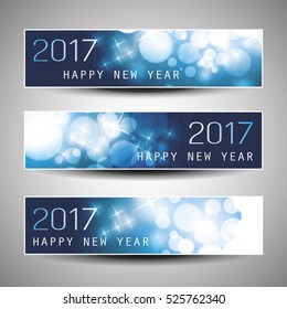 Juego de Banners horizontales de Navidad, Año Nuevo - 2017