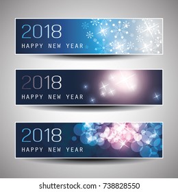 Set of Horizontal Christmas, New Year Headers or Banners - 2018