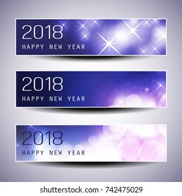 Set of Horizontal Christmas, New Year Headers or Banners - 2018