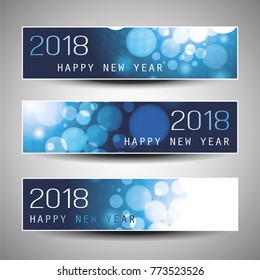 Set of Horizontal Christmas, New Year Headers or Banners - 2018