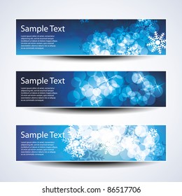 Set of horizontal Christmas, New Year banners