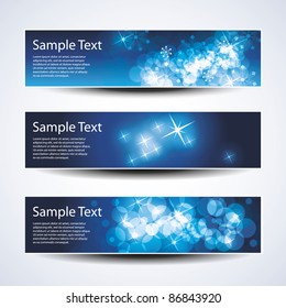 Set of horizontal Christmas, New Year banners