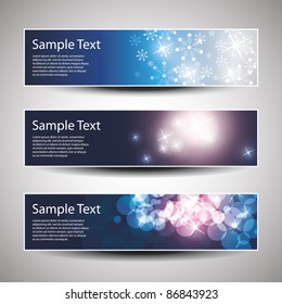 Set of horizontal Christmas, New Year banners