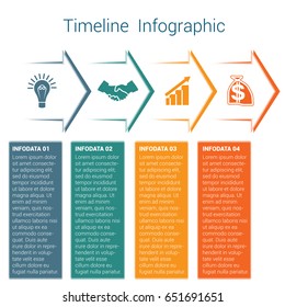 Set horizontal color arrows, template infographic for four position, options, steps or processes. Business creative concept data visualization.