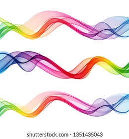 
Set of horizontal colored stylish waves on a white background. Design Element