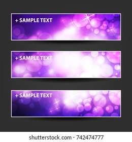Set of Horizontal Colorful Abstract Headers or Banners For Holidays and Advertisements, Christmas, New Year Designs