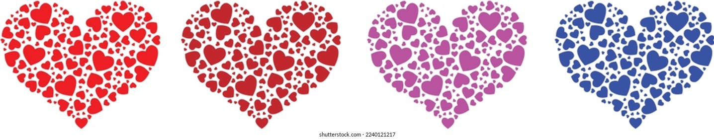 Set Horizontal colors Hearts. Heart Symbol. heart icon. shaped logo. romance, valentines, valentine, romantic, concept, card, marriage, two, valentine day