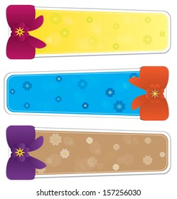 Set of horizontal cute bow banners with flower.EPS 10