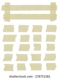 Set of horizontal and different size sticky tape,adhesive pieces