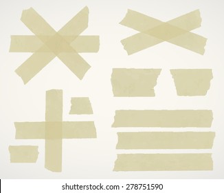 Set of horizontal and different size sticky tape,adhesive pieces