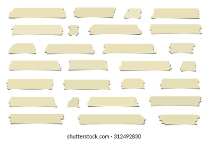 Set of horizontal and different size sticky tape,adhesive pieces