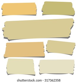Set of horizontal and different size sticky tape,adhesive pieces