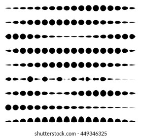 Set of horizontal divider lines made of circles. Dotted lines.